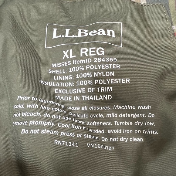 L.L. Bean Olive Green Quilted Jacket - Picture 3 of 5